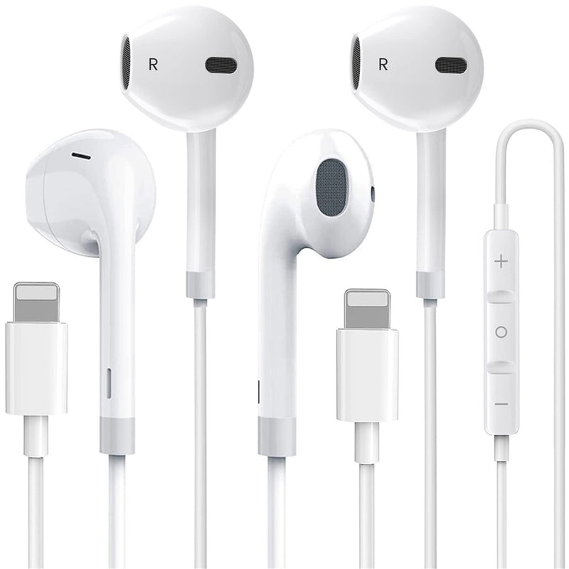  [AUSTRALIA] - 2 Pack-Apple Earbuds/Wired Earphones/iPhone Headphones/Lightning [Apple MFi Certified] Built-in Microphone & Volume Control Compatible with iPhone 7/8/X/11/12/13/14/Pro/Pro Max, Support All iOS System 2Pack - Lightning