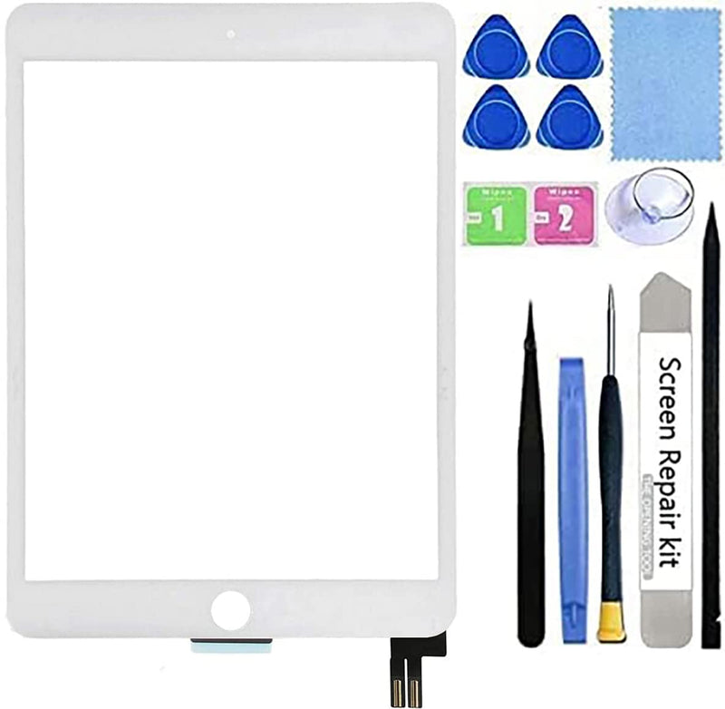  [AUSTRALIA] - Touch Screen Digitizer Replacement for iPad Mini 5 2019 7.9 inch A2124 A2125 A2126 A2133 Front Glass Panel Assembly(Not LCD) with Pre-Installed Adhesive,Tools Kit,White White