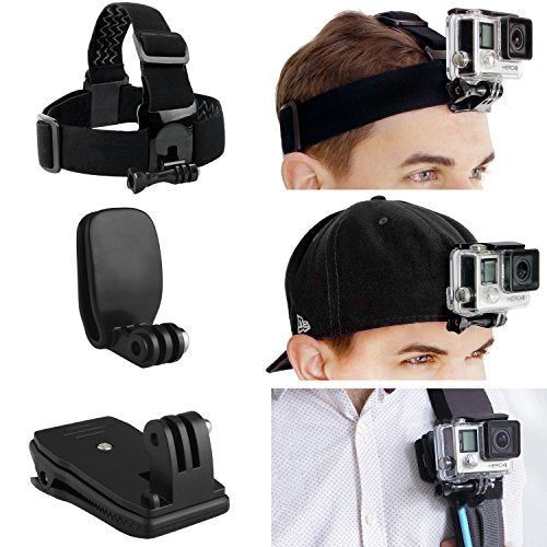  [AUSTRALIA] - CamKix Head & Backpack Mount Bundle Compatible with GoPro Hero 8 ,7, 6, 5, Black, Session, Hero 4, Black, Silver, Hero+ LCD, 3+, 3, DJI Osmo Action - Head Strap/Hat Quick Clip/Backpack Clip Mount