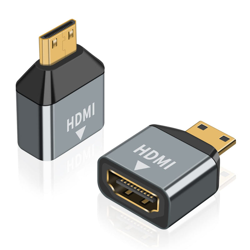  [AUSTRALIA] - Poyiccot Mini HDMI to HDMI Adapter 4K, 2Pack HDMI Female to Mini HDMI Male Adapter, Mini HDMI Adapter Supports 4K 60Hz HDR 3D 18Gbps Dolby for DSLR,Camcorder, Raspberry Pi, Laptop