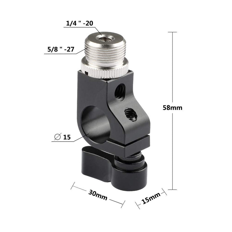  [AUSTRALIA] - CAMVATE 15mm Rod Clamp With 5/8"-27 Screw Connectors For Microphone