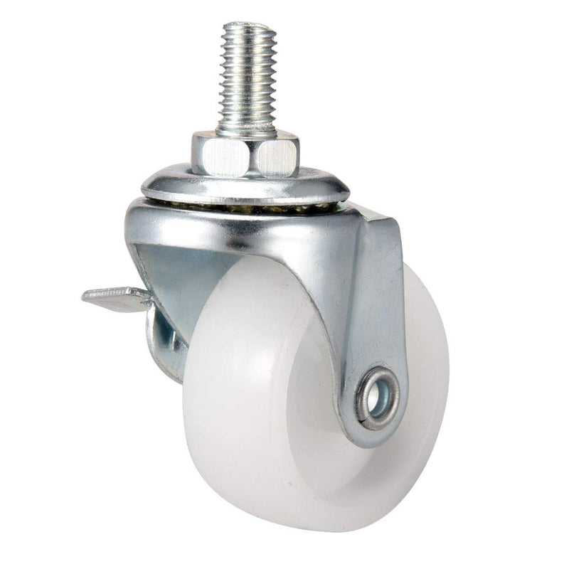  [AUSTRALIA] - uxcell 1.5 Inch Swivel Caster Wheels PP 360 Degree Threaded Stem Caster Wheel M8 x 15mm, 132lb Total Load Capacity, Pack of 4 (2 with Brake, 2 No Brake)