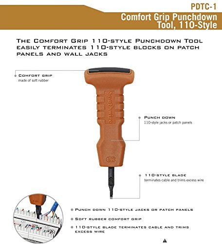  [AUSTRALIA] - Southwire Tools & Equipment PDTC-1 Comfort Grip Punch Down Impact Tool, 110-style
