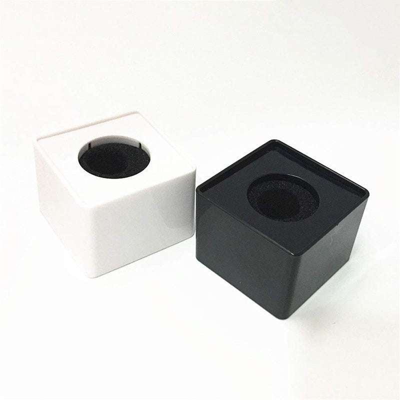  [AUSTRALIA] - Square Cube Shaped Microphone Flag Station Portable ABS Interview Mic Microphone Logo Flag Station for Karaoke, Stage, Interview (Black) Black