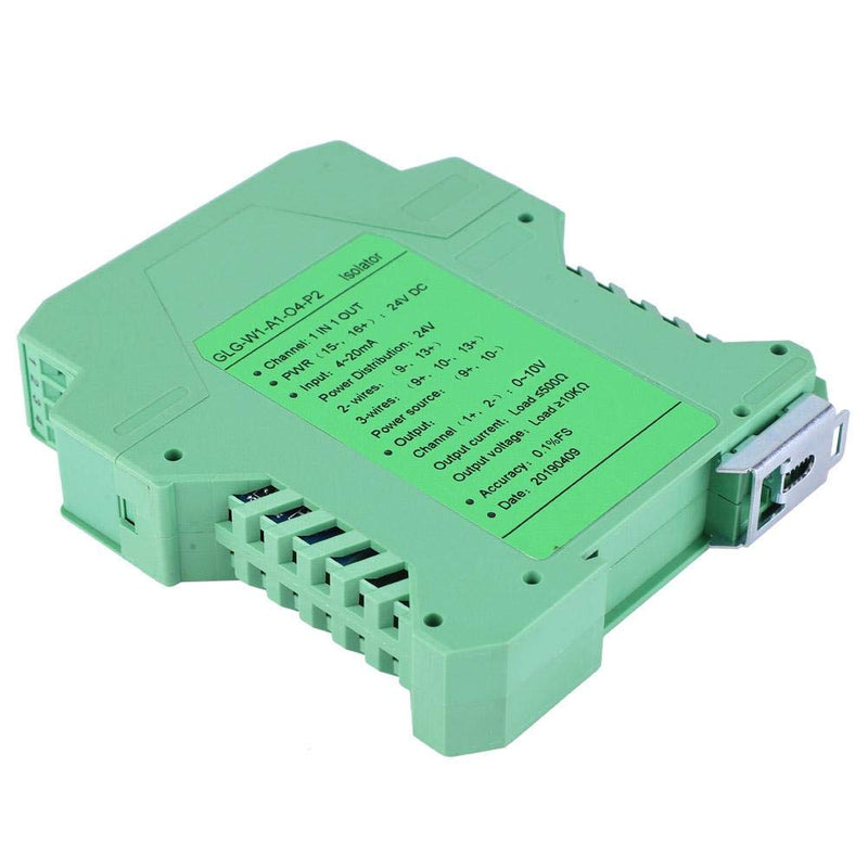  [AUSTRALIA] - DC signal conditioner, DC 24V D current signal isolator transmitter 4-20 milliamperes PLC detection signal conditioner (1 in 1 out, 4-20mA to 0-10V)