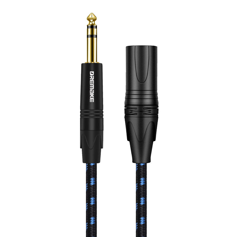  [AUSTRALIA] - DREMAKE TRS 1/4 to XLR Microphone Cable, 6.5mm Male to XLR Male Balanced Audio Cord, 10FT XLR 3-Pin to 6.35mm Stereo Plug Interconnect Cable for Speaker System, Stage Lighting, Studio Sound Console 10FT/3M