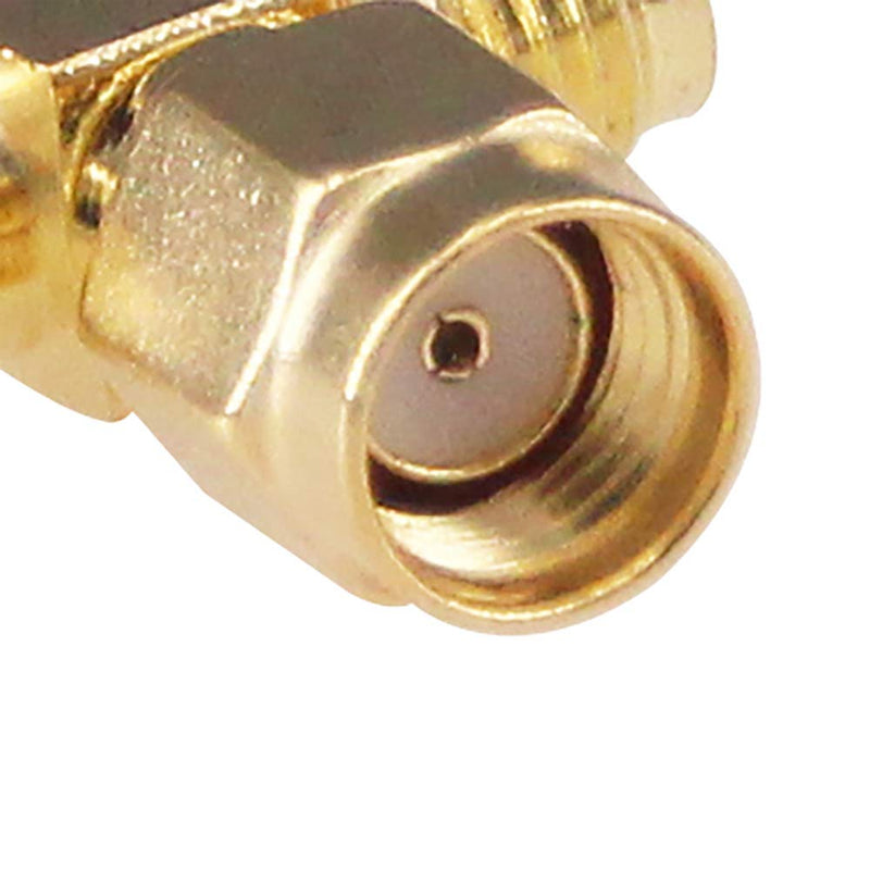  [AUSTRALIA] - RFaha 4pcs Antenna Adapter RPSMA Male to Dual RPSMA Female Connector T Type 3 Way Splitter Antenna Converter(NOT for TV)(F05-4)