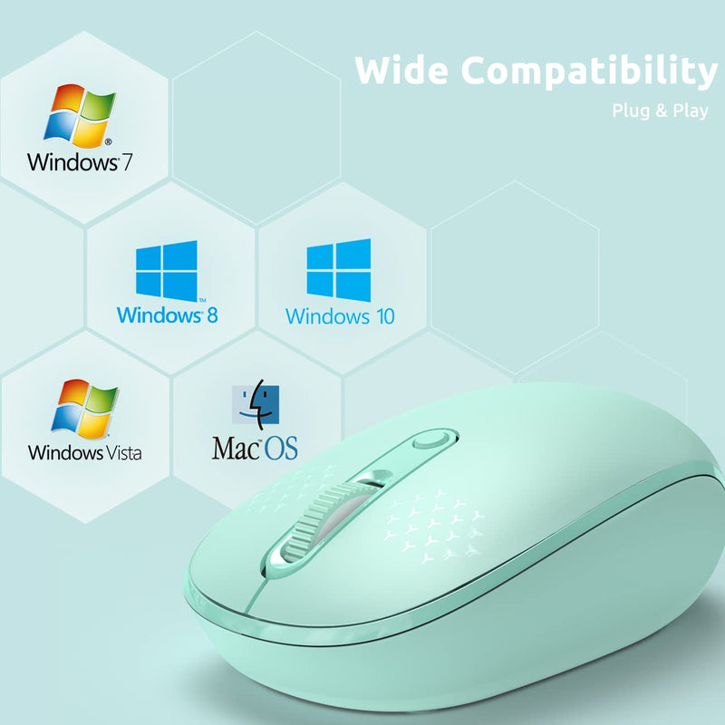  [AUSTRALIA] - Wireless Mouse, Trueque 2.4G Silent Computer Mouse for Laptop, Ergonomic Optical Mouse with USB Receiver 3 Adjustable DPI Levels for Laptop, PC, Windows, Tablet, Chromebook (Mint Green) A1-Mint Green