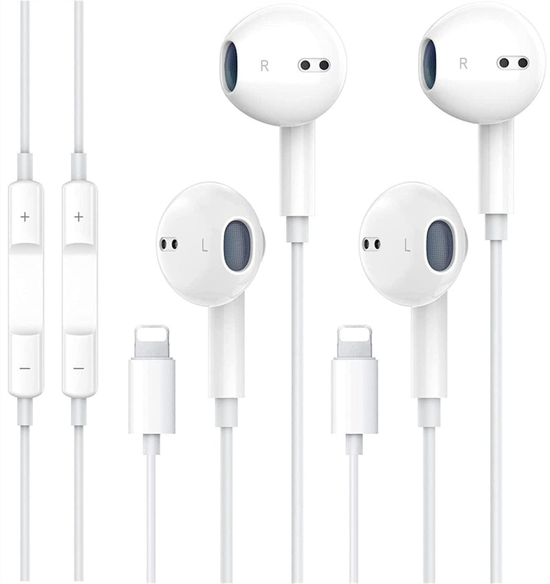  [AUSTRALIA] - 2 Packs-Apple Earbuds for iPhone Headphones Wired Earphones [Apple MFi Certified](Built-in Microphone & Volume Control) Noise Isolating Headsets for iPhone 13/12/11/XR/XS/X/8/Support All iOS System LT-2PC