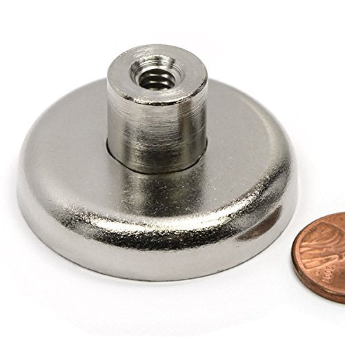  [AUSTRALIA] - 2 Pieces of CMS Magnetics Neodymium Cup Magnets w/Female Threaded Stud 112 LBS Pull Power Each. Rare Earth Round Base Magnets | Magnetic Assemblies (Cup Magnets w/FT)