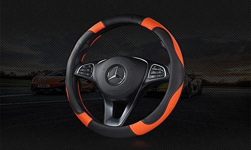  [AUSTRALIA] - eing Steering Wheel Cover for Car,Truck,SUV,Jeep and More,Universal 15 inch,Anti-Slip,Sporty and Soft(Black&Orange) A1-Black&Orange