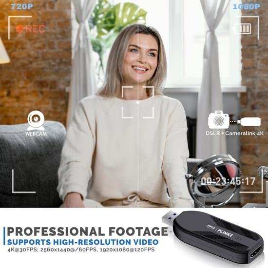 [AUSTRALIA] - HDMI Video Capture Card Camera Link 4K USB3.1 GEN1 HDMI-to-USB Audio-Video Recording via DSLR Camcorder Action Cam, Record Directly to Computer for Gaming Streaming, Conference Live Broadcast PLINK2.5