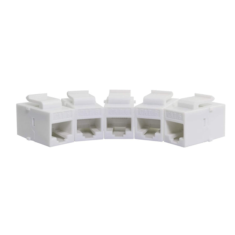  [AUSTRALIA] - RuiLing 5pcs RJ45 CAT6 Keystone Inline Jack Coupler for Wall Plate Outlet Panel,UTP Insert Coupler Adapter Socket Connector Port (White) WHITE