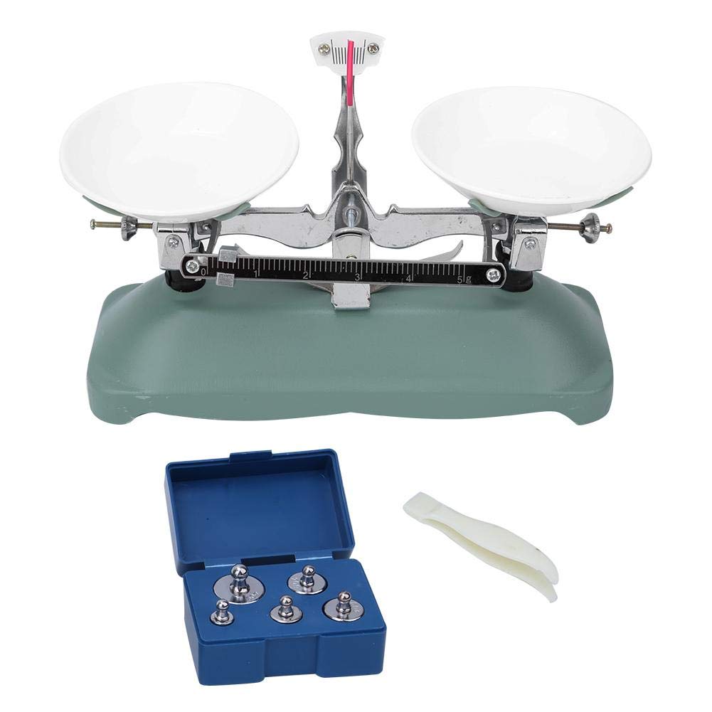  [AUSTRALIA] - Pssopp School Scales Metal Toy Table Scales Mechanical Scales with Tweezers and Calibration Weight for Laboratory Lessons Physics Accessories Various Weights (100 g) 100 G