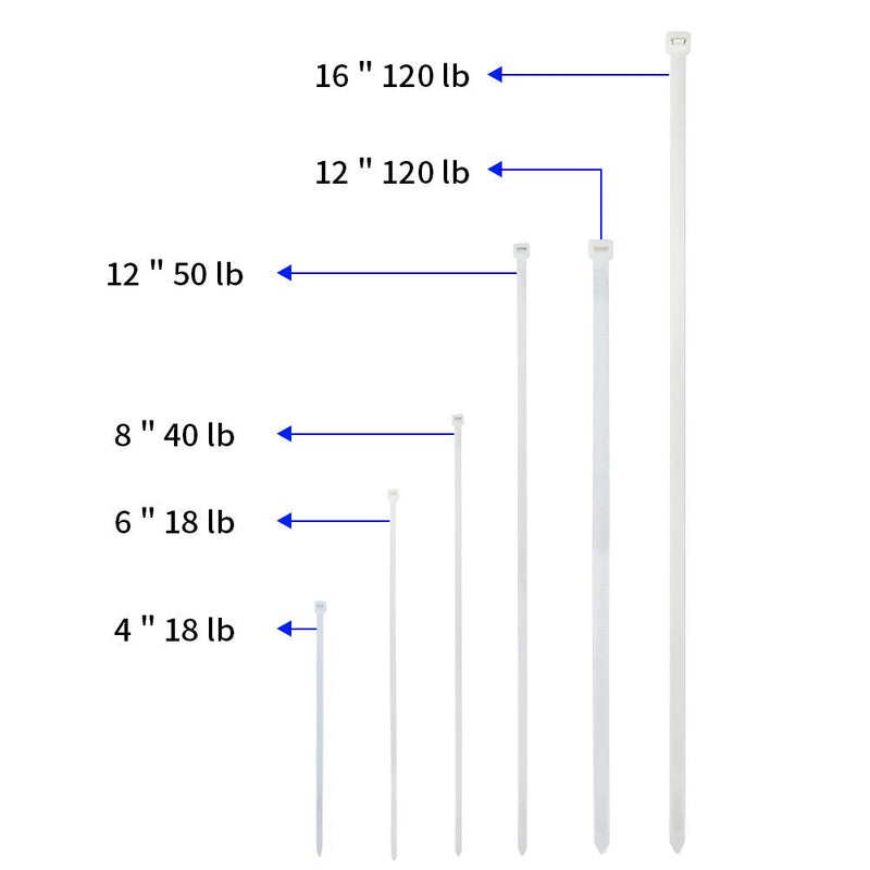  [AUSTRALIA] - 200 Pack Bulk KOOWIN Small 4 inch Nylon Plastic Cable Zip Ties Wire Wraps White 4 inch 18 lb (200 pcs)