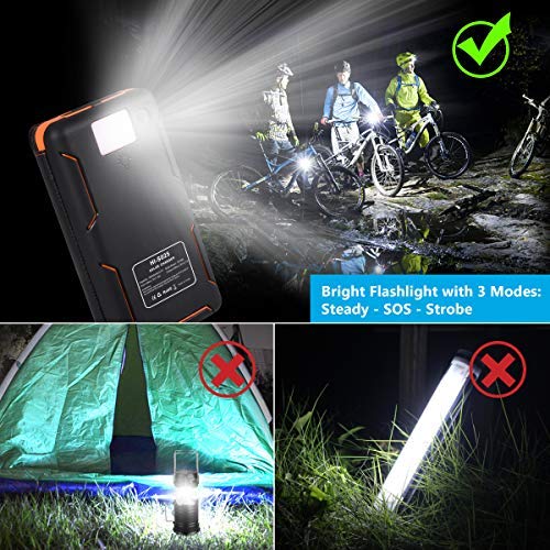 Solar Charger 25000mAh, Hiluckey Outdoor Portable Power Bank with 4 Solar Panels, Fast Charge External Battery Pack with Dual 2.1A Output USB Compatible with Smartphones, Tablets, etc. Orange - LeoForward Australia