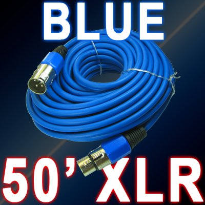  [AUSTRALIA] - Yovus XLR Male to Female 3pin Mic Microphone Lo-z Extension Cable Cord (50ft, Blue)