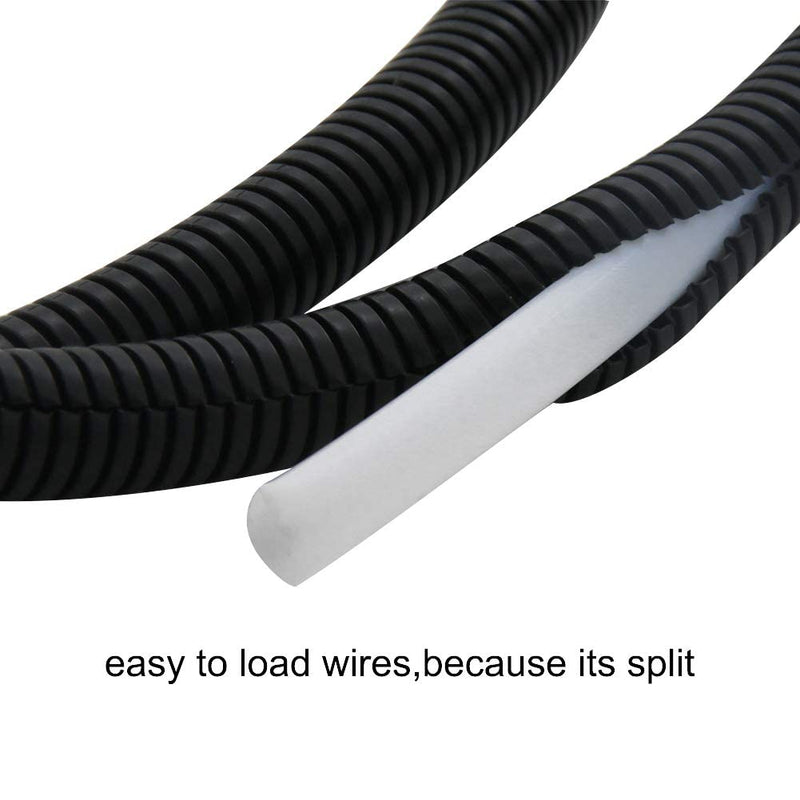  [AUSTRALIA] - Aicosineg Cable Sleeves 6.56 ft 1/2 Inch Electrical Conduits Split Wire Loom Tubing Corrugated Tube Polyethylene Hose Cover for Home Outdoor Automotive Marine Wire Harness Wrap Black 1PCS 12mmx2m