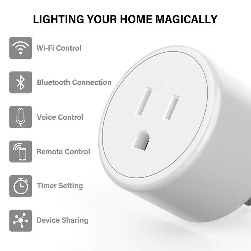  [AUSTRALIA] - Aoycocr Alexa Smart Plugs - Mini Bluetooth WIFI Smart Socket Switch Works With Alexa Echo Google Home, Remote Control Smart Outlet with Timer Function, No Hub Required, ETL/FCC Listed 4 Pack