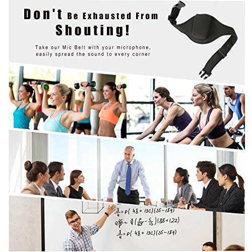  [AUSTRALIA] - 2 Pieces Mic Belt Pack Fitness Instructor Microphone Belt Pouch Carrier Holder Adjustable Waist Bag Neoprene Sweat Absorbent Belt for Theater, Speakers Classic Black