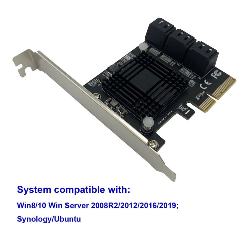  [AUSTRALIA] - PCI-E SATA Expansion Card 6 Ports PCIe x4 to SATA 3.0 6Gbps Expansion Controller Adapter Card with 6 SATA Cables and Low Profile Bracket, Non-Raid( ASM1166 ) (PCIE X4 SATA 6 Ports) PCIE X4 SATA 6 Ports