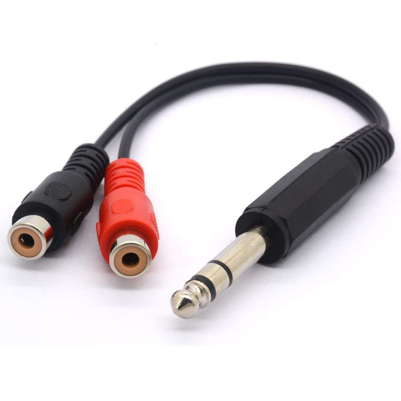6.35 to RCA Splitter Cable, 6.35mm 1/4 inch TRS Stereo Jack Male to 2 RCA Phono Female Plug Adapter Cord 20cm/8inch - LeoForward Australia