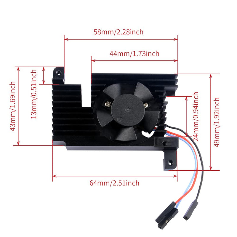  [AUSTRALIA] - GeeekPi Raspberry Pi 4 Armor Lite Heatsink with PWM Fan, Raspberry Pi Aluminum Heatsink Cooling Kit for Raspberry Pi 4 Model B for Pi 4B