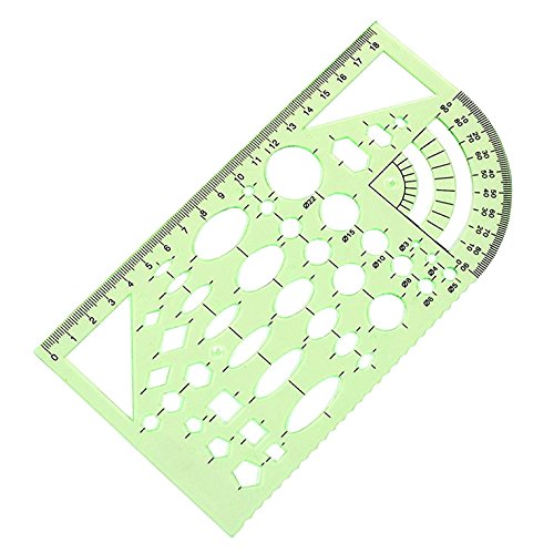  [AUSTRALIA] - 2PCS Plastic Green Measuring Templates Geometric Rulers for Office and School, Building formwork, Drawings templates