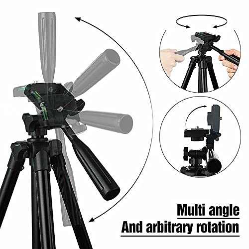  [AUSTRALIA] - Hocwell Durable & Extendable Tripod for Phone Camera Stand 48" Mobile Phone Selfie Tripod Lightweight Travel Tripod Stand with Phone Clamp Carry Compatible with Tablet/Cell Phone/Camera