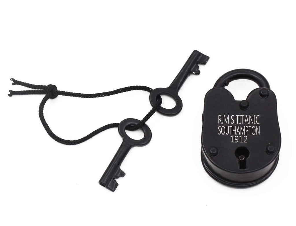  [AUSTRALIA] - RII Iron RMS Titanic Model Padlock, Iron Jailer Lock and Keys, Addition to Pirate, Medieval & Western Collections, Antique Fully Functioning Cast Iron Lock, Old Trunk Lock 3.5 Inches, Large