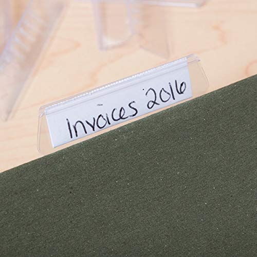 [AUSTRALIA] - 1InTheOffice File Folder Tabs and Inserts 50/Pack, Plastic Clear Tabs, and Inserts 2"x 5/8", Plastic Hanging File Tabs for Hanging Folders