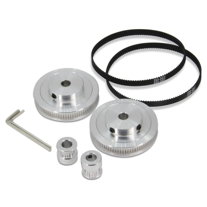  [AUSTRALIA] - Befenybay 2Kit 2GT Synchronous Wheel 20&80 Teeth 8mm Bore Aluminum Timing Pulley with 2pcs Length 250mm Width 6mm Belt (20-80T-8B-6) 20-80T-8B-6