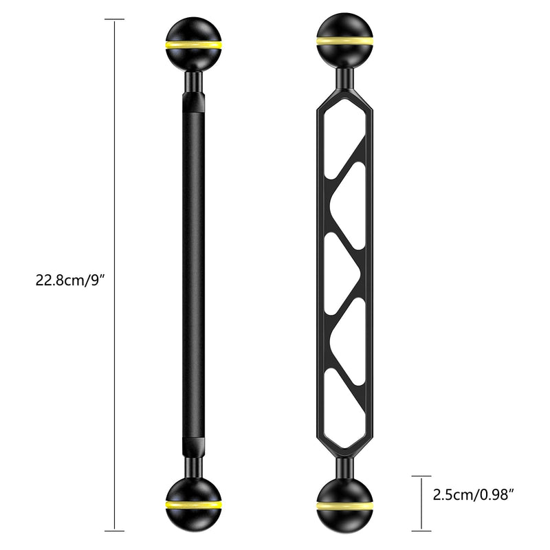  [AUSTRALIA] - Seafrogs 2 Pieces 8" Double Ball Aluminum Alloy Extension Arm, 1" Ball Head Connector Underwater Arm for Strobe/Video Light/Diving Camera Tray, Integrated Without Glue, Waterproof and Rustproof… AM-10-2PCS