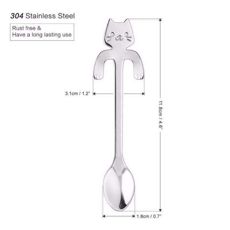 BingGoGo Cute Cat, Coffee Spoon,Tea spoon,Stainless Steel,2 PCS Silver - LeoForward Australia