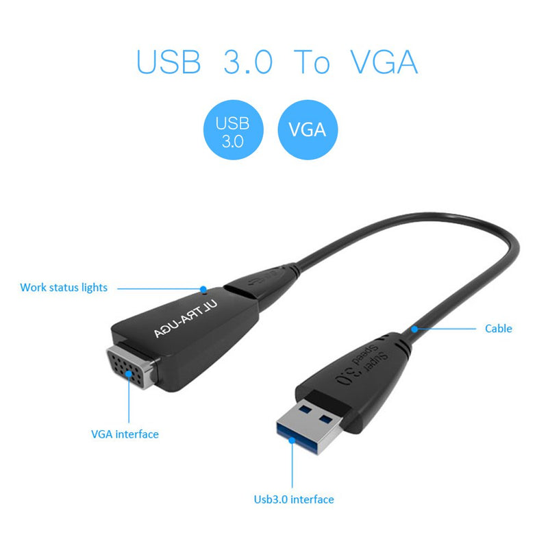 Wavlink SuperSpeed USB3.0 to VGA Adapter Converter Cable Video Graphics UGA Display Card HD 1920x1080 with USB 3.0 to Micro B Cable Extend & Mirror Mode for Windows 7/ 8 /8.x /10 USB 3.0 to VGA - LeoForward Australia