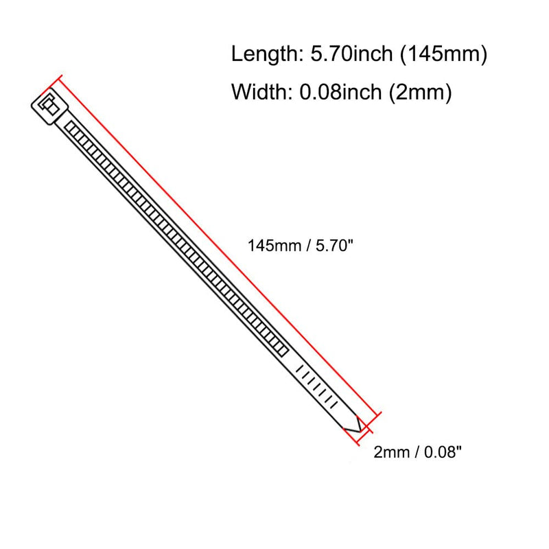  [AUSTRALIA] - Nylon Tie Wraps Wire Cable Zip Ties 2mm x 145mm Wire Cable Fastener Black 500 Pcs