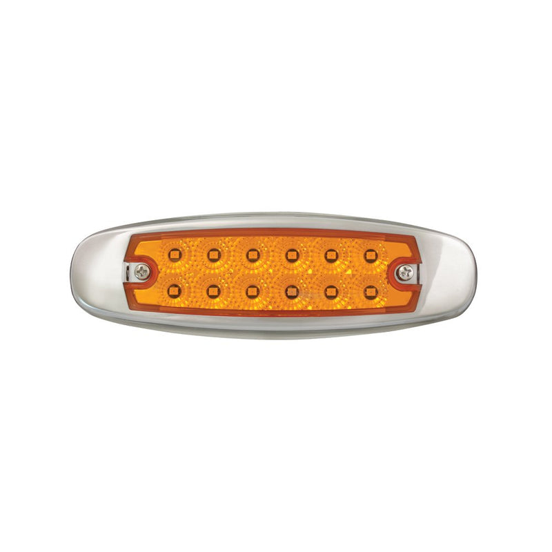  [AUSTRALIA] - Grand General 78565 Amber Rectangular Spyder 12-LED Marker and Clearance Sealed Light with Stainless Steel Rim Amber/Amber w/S.S Bezel