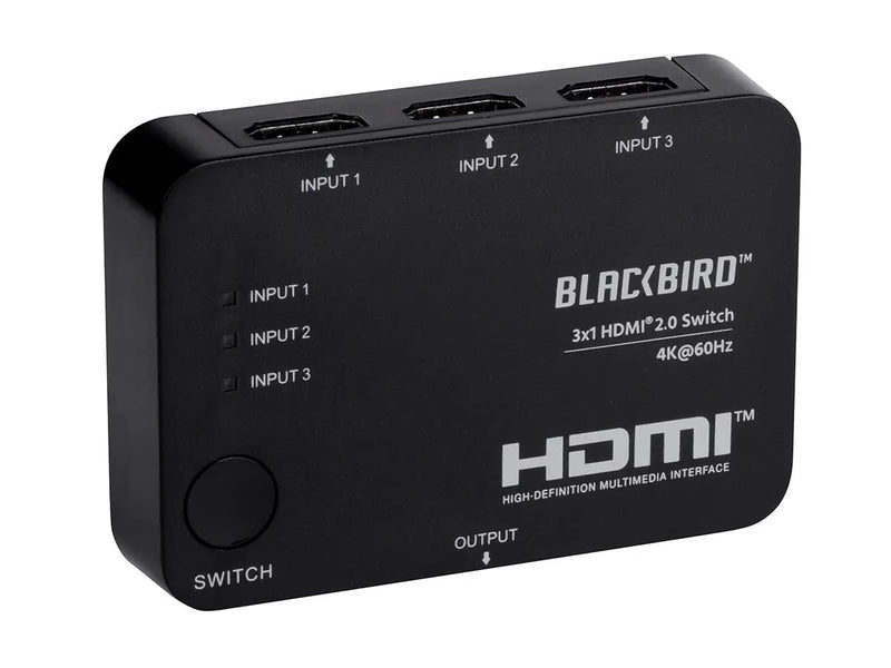  [AUSTRALIA] - Monoprice Blackbird 4K 3x1 HDMI 2.0 Switch - HDR, HDCP 2.2, CEC, 4K 60Hz, Inlcudes Infrared Remote Control (Compatible with PS4/5 Xbox Apple TV Fire Stick Roku Blu-Ray Player)