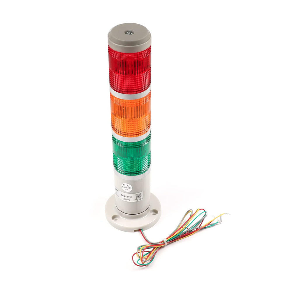  [AUSTRALIA] - Othmro 1Pcs 24V 3W 3Level Warning Light, Industrial Signal Light Tower Lamp, Column LED Alarm Round Tower Light Indicator Continuous Light Plastic Electronic Parts Flashing for Workstations