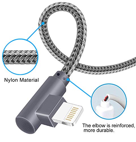  [AUSTRALIA] - MFi Certified 10FT Lightning Cable iPhone Charger Cord 90 Degree Fast Data Cable Nylon Braided Compatible with iPhone Xs Max/XS/XR/7/7Plus/X/8/8Plus/6S/6S Plus/SE (Gray, 10FT) Gray