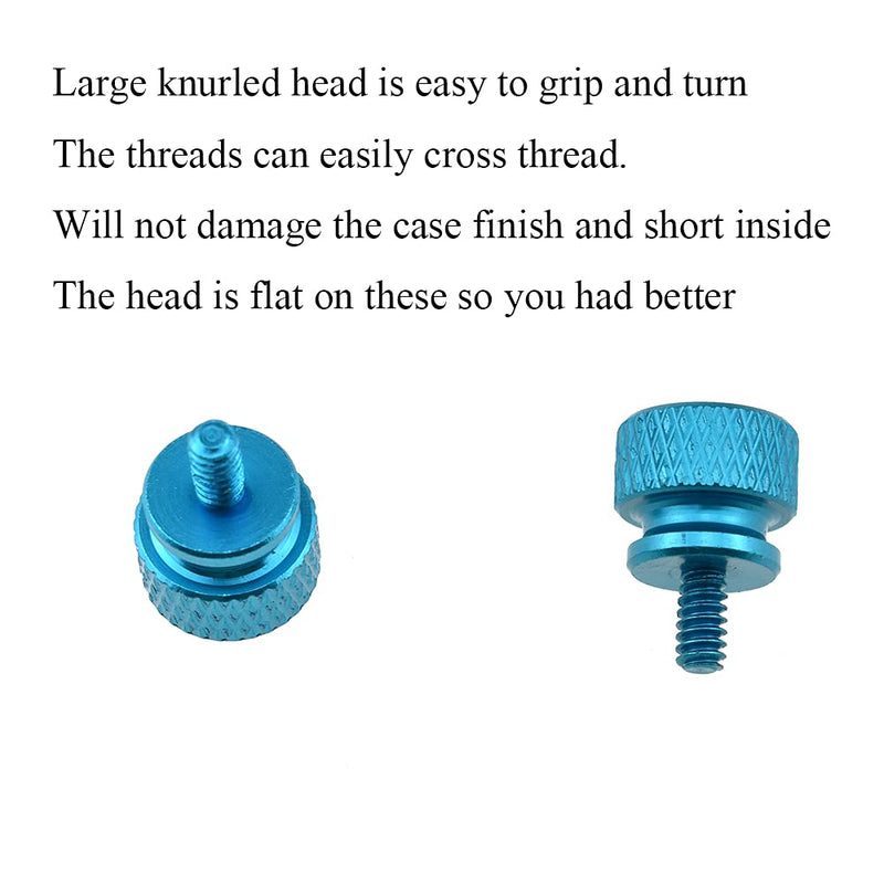 Hahiyo Anodized Aluminum Thumbscrews 6#-32 Thread Size Large Knurled Head Cage Mounts Hand Tighten Easy to Grip and Turn Not Damage Inside Sturdy for Computer Case PCI Slot Motherboard Blue 10pcs 6#-32-Blue-10Pieces - LeoForward Australia