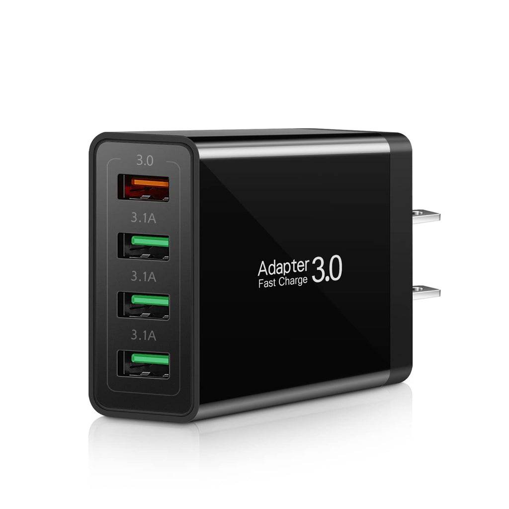  [AUSTRALIA] - Fast Charging 3.0 Wall Charger, 4-Ports USB Wall Charger, iSeekerKit 3.0 USB Charger with Fast USB Adaptive Adapter Block Compatible for 10W Wireless Charger Galaxy S9 S8 Note 8 9,Tablet,iPhone,Pad Black