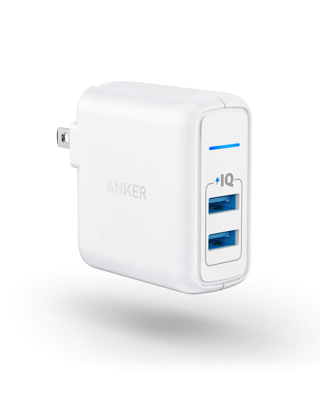  [AUSTRALIA] - USB Charger, Anker Elite Dual Port 24W Wall Charger, PowerPort 2 with PowerIQ and Foldable Plug, for iPhone 11/Xs/XS Max/XR/X/8/7/6/Plus, iPad Pro/Air 2/Mini 3/Mini 4, Samsung S4/S5, and More White