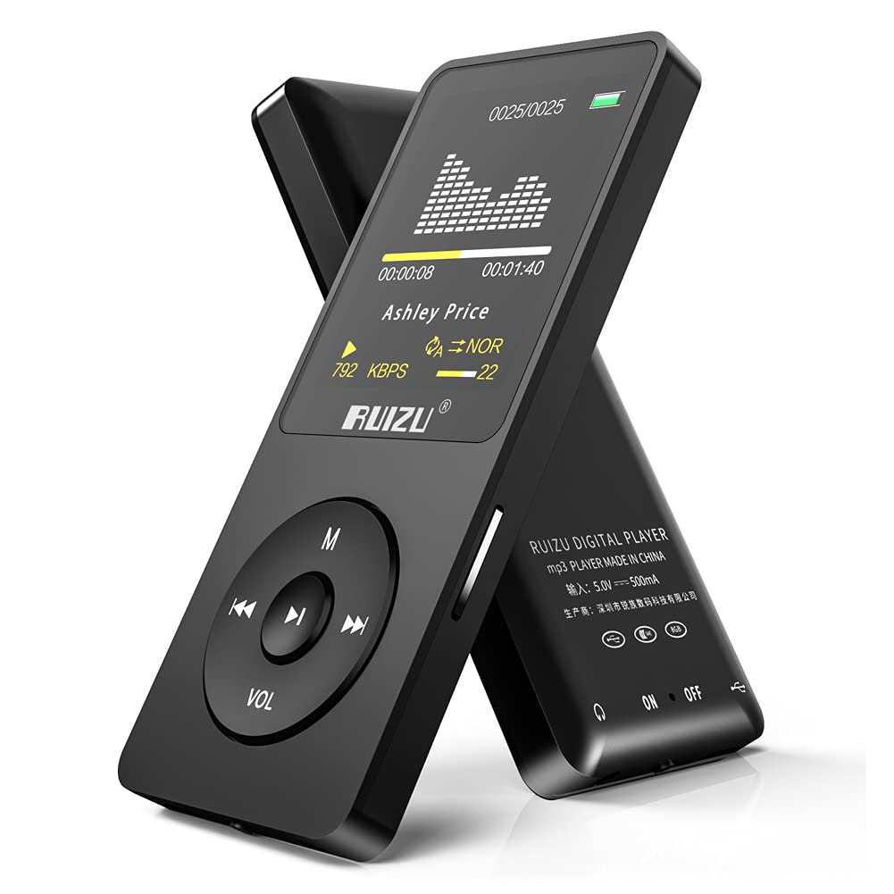 [AUSTRALIA] - MP3 Player with Bluetooth 5.0, RUIZU 8GB Music Player for Kids, Digital Audio Players, MP3 Player with FM Radio, Voice Recorder, Video Play, E-Book, 80 Hours Playback, Expandable Up to 128GB, Black