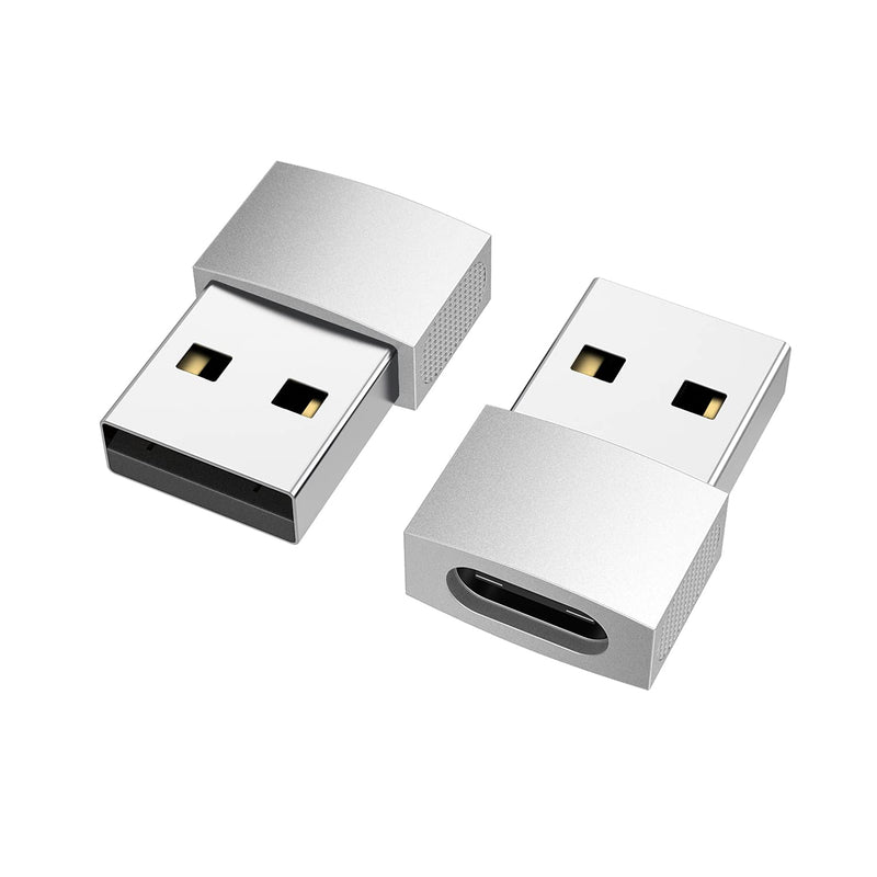  [AUSTRALIA] - nonda USB C to USB Adapter (2 Pack), USB-C Female to USB Male, USB Type C Female to USB OTG Adapter for MacBook Pro 2015/2013, MacBook Air 2017/2015, Laptops, Wall Chargers, Power Banks Silver