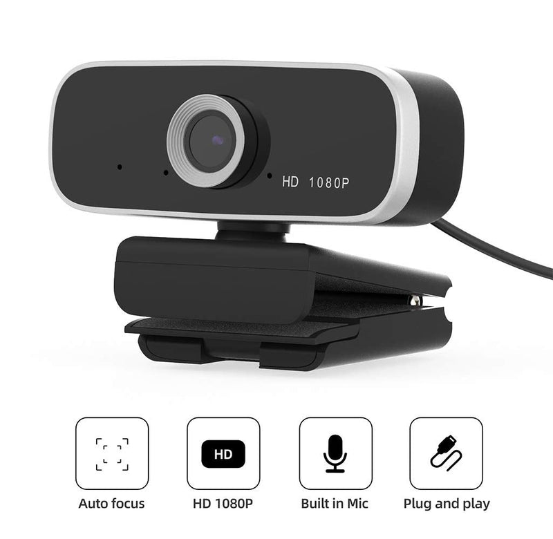  [AUSTRALIA] - BAILIZHOU 1080P Web Camera with Microphone, USB Computer Streaming Webcam for PC Desktop Laptop Auto Focus Wide Angle Lens Black