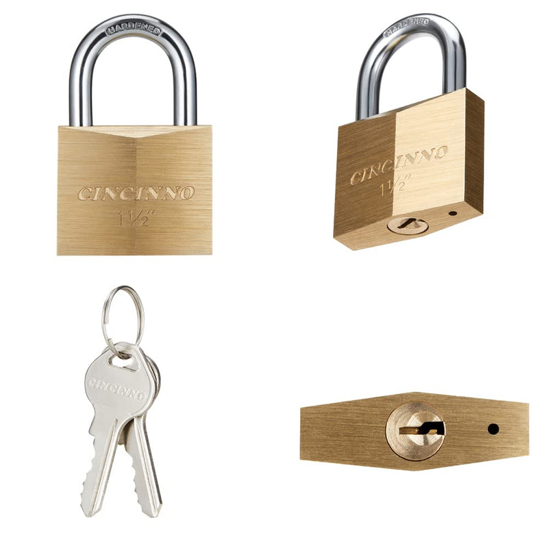 [AUSTRALIA] - CINCINNO Solid Brass Locks with Keys 4 Pack, Pad Lock with Wide Lock Body 1-9/16 in. (40 mm), Keyed Alike Padlocks for Sheds, Storage Unit School Gym Locker, Fence, Toolbox, Hasp Storage 40mm 4pack