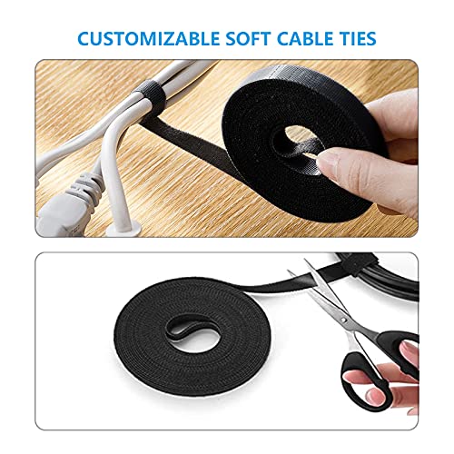  [AUSTRALIA] - 134pcs Cord Management Organizer Kit 4 Cable Sleeve,10 Self Adhesive Cable Clip Holder, 8 Cable Clip, 10pcs and 2 Roll Self Adhesive tie and 100 Fastening Cable Ties for TV Computer Office Home etc