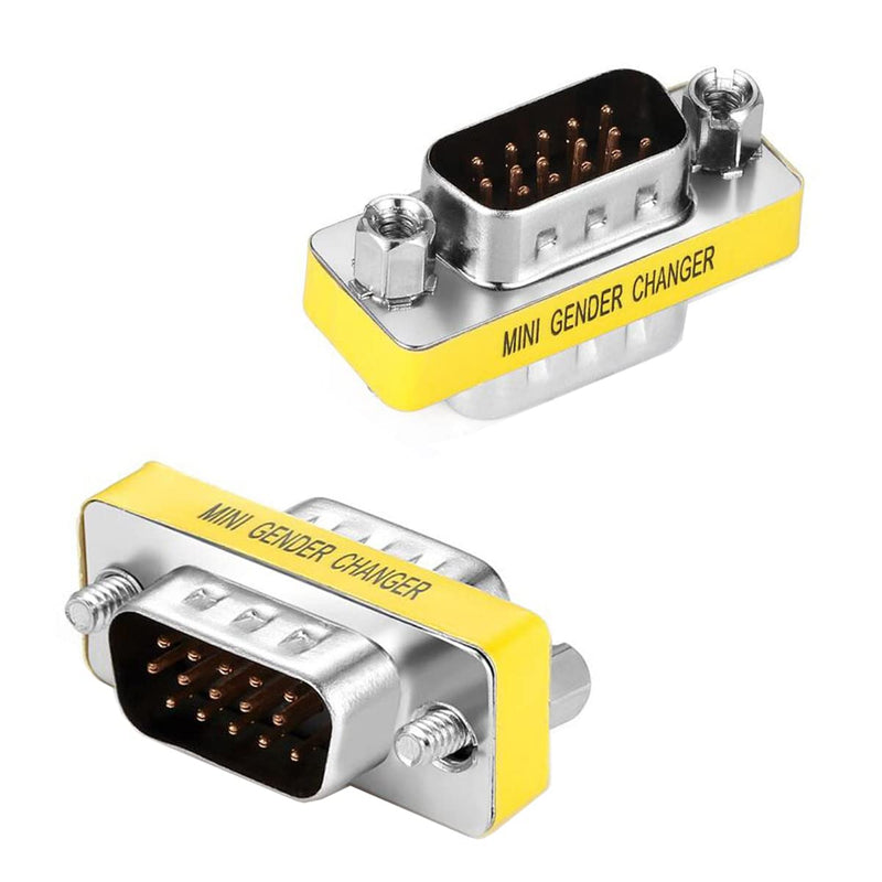  [AUSTRALIA] - VGA Coupler Male Connector 2-Pack, UV-CABLE HD15 VGA/SVGA KVM Male to Male Gender with Gold-Plated 3cm vga male to male