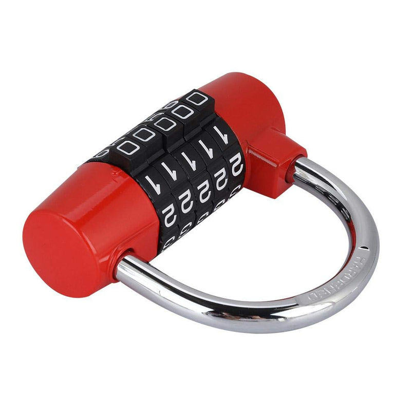  [AUSTRALIA] - Metal Padlock, 5 Digit Code Door Lock U-Shaped Suitcase Combination Lock for Gym Sports School Employee Locker Outdoor Fence Hasp and Storage (Red) Red